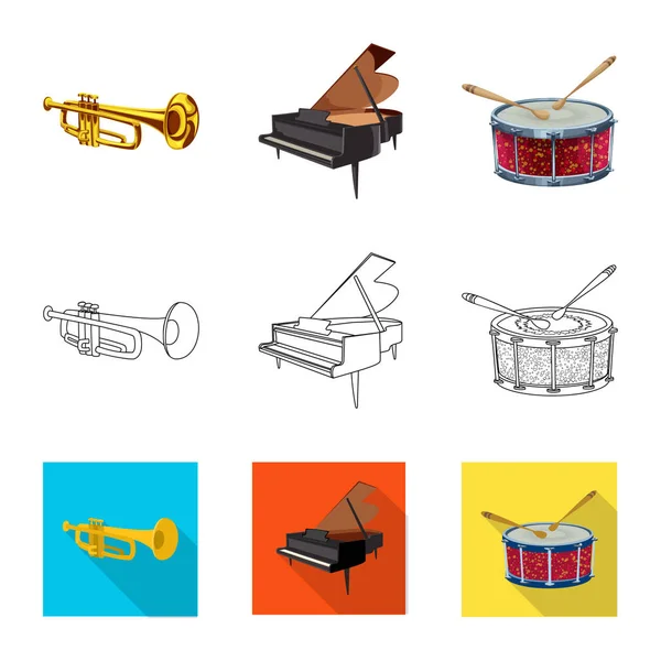 Isolerade objekt av musik och tune-logotypen. Samling av musik och verktyget vektor ikonen för lager. — Stock vektor