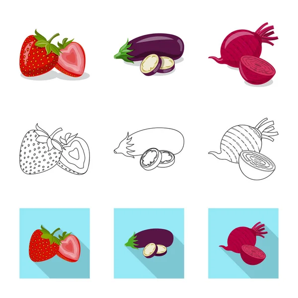 Ilustración vectorial del logotipo de verduras y frutas. Conjunto de ilustración de vectores vegetales y vegetarianos . — Archivo Imágenes Vectoriales