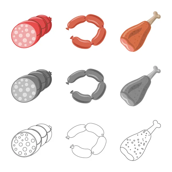 Diseño vectorial del signo de carne y jamón. Colección de carne y cocina icono vectorial para stock . — Vector de stock