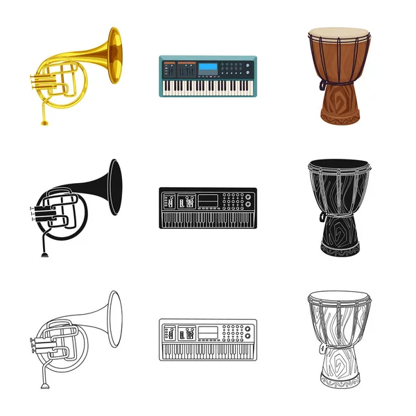 Ilustración vectorial de música y sintonía. Colección de música e ilustración de vector de stock de herramientas . — Vector de stock