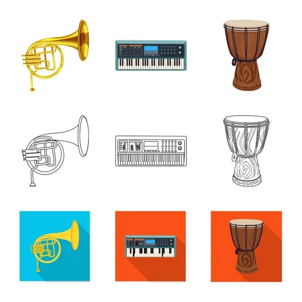 Ilustrație vectorială a muzicii și a logo-ului. Colecție de muzică și instrument simbol stoc pentru web . — Vector de stoc