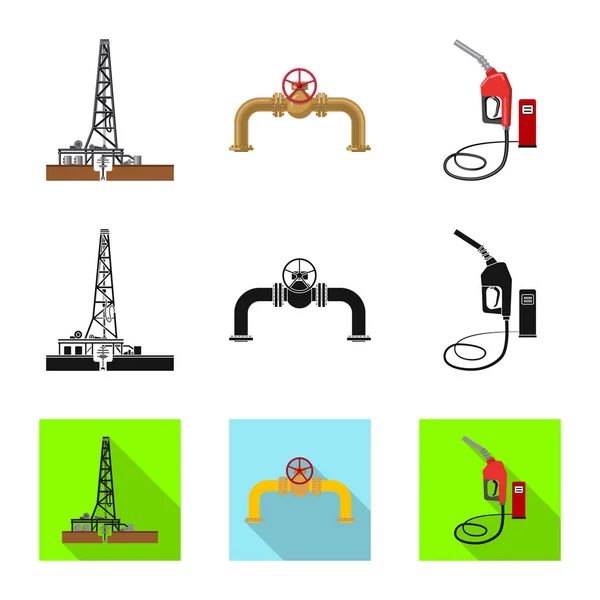 Vektorillustration des Öl- und Gassymbols. Sammlung von Öl- und Benzinvorräten. — Stockvektor