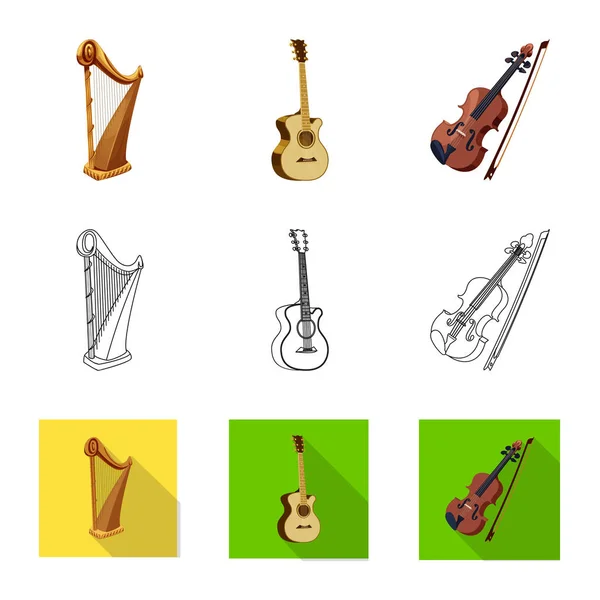 Illustrazione vettoriale di musica e sintonia segno. Raccolta di musica e strumento stock simbolo per il web . — Vettoriale Stock