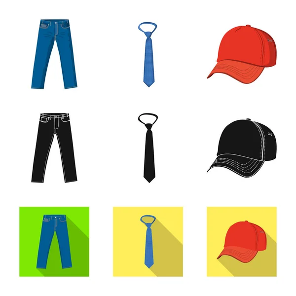 Geïsoleerde object van mens en kleding teken. Instellen van de mens en dragen aandelensymbool voor web. — Stockvector