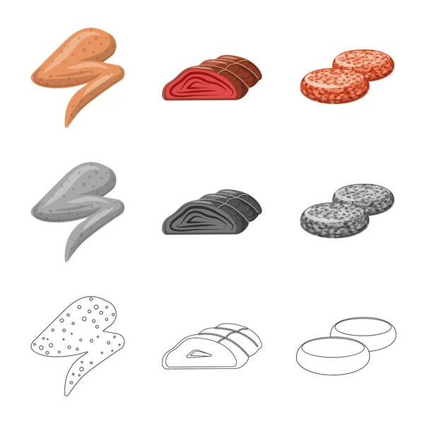 Diseño vectorial del icono de carne y jamón. Colección de carne y caldo de cocina símbolo para la web . — Vector de stock