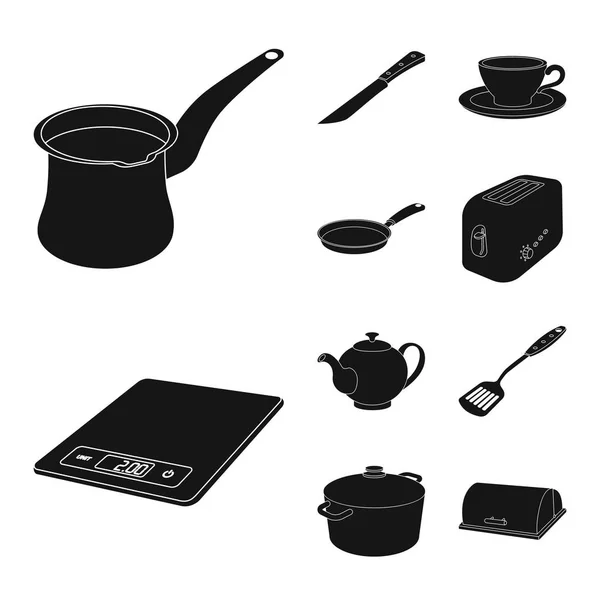 Oggetto isolato di cucina e cuoco simbolo. Set di icone vettoriali per cucina ed elettrodomestici per magazzino . — Vettoriale Stock