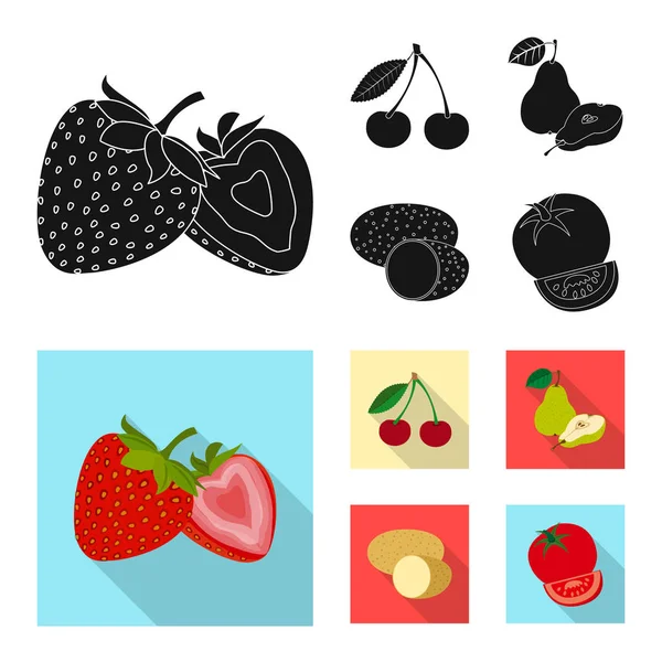 Ilustração vetorial do ícone vegetal e frutífero. Conjunto de vegetais e vegetariano estoque vetor ilustração . — Vetor de Stock