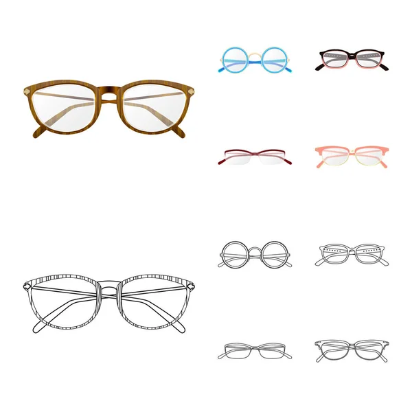 Ilustración vectorial de gafas y logotipo del marco. Colección de gafas y símbolo de stock accesorio para web . — Archivo Imágenes Vectoriales