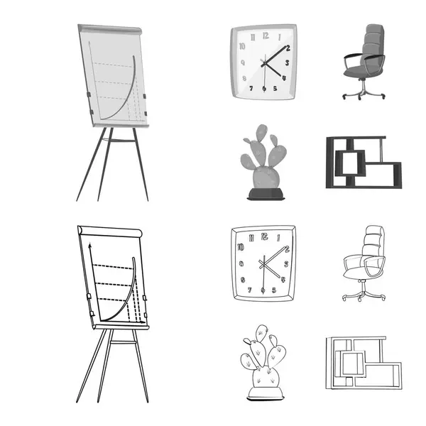 Ilustración vectorial de muebles y logotipo de trabajo. Colección de muebles y el hogar vector de la ilustración . — Vector de stock