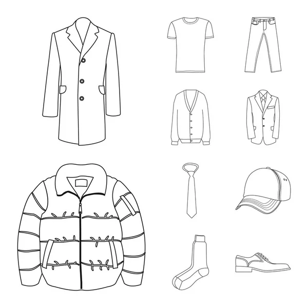 Diseño vectorial del hombre y signo de la ropa. Conjunto de hombre y desgaste símbolo de stock para la web . — Archivo Imágenes Vectoriales