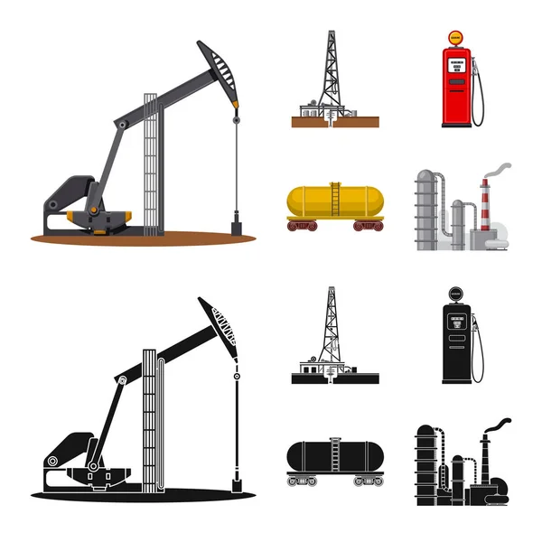 Petrol ve gaz logo vektör Illustration. Web için petrol ve benzin hisse senedi simgesi kümesi. — Stok Vektör