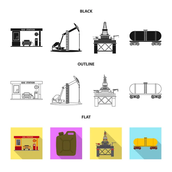 Progettazione vettoriale dell'icona del petrolio e del gas. Set di olio e benzina simbolo stock per il web . — Vettoriale Stock