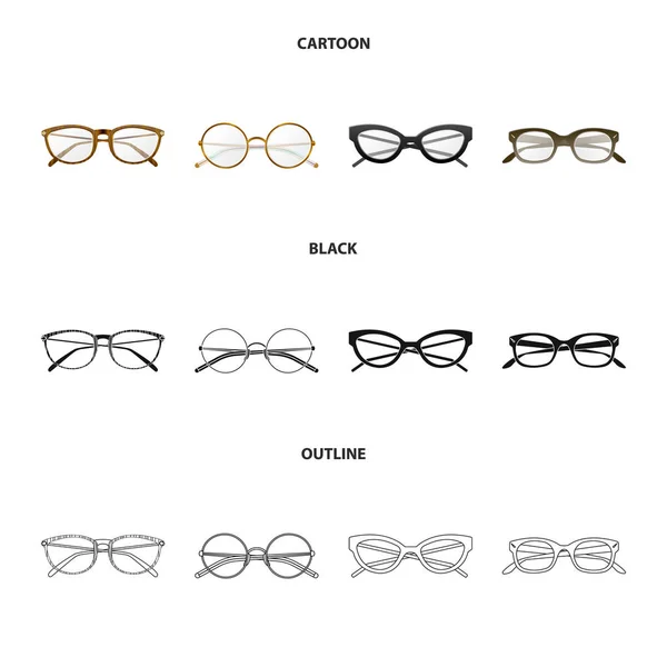 Vectorillustratie van pictogram bril en frame. Aantal glazen en accessoire voorraad vectorillustratie. — Stockvector