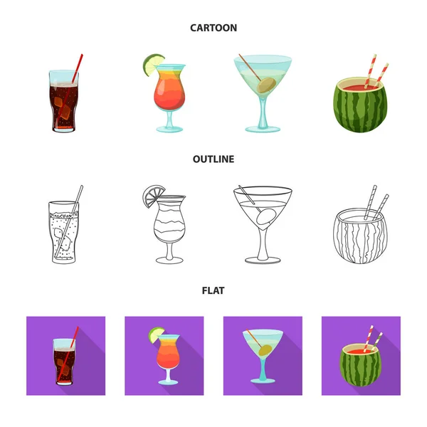 Diseño vectorial del icono de la bebida y la barra. Conjunto de bebidas y símbolo de stock de fiesta para web . — Vector de stock