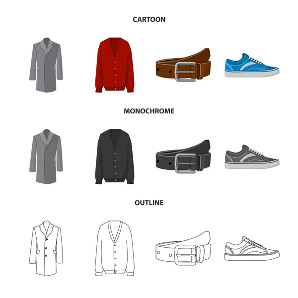 Diseño vectorial del hombre y el icono de la ropa. Conjunto de hombre e icono de vector de desgaste para la acción . — Vector de stock