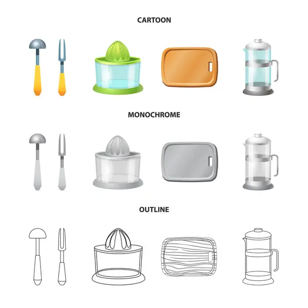 Vektor design av köket och koka tecken. Uppsättning av kök och apparaten vektor ikonen för lager. — Stock vektor
