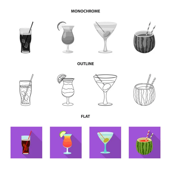 Ilustración vectorial del signo de bebida y bar. Conjunto de bebidas y símbolo de stock de fiesta para web . — Archivo Imágenes Vectoriales