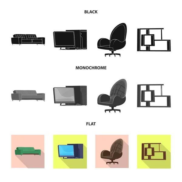 Illustration vectorielle de meubles et de panneaux de travail. Collection de meubles et de la maison stock symbole pour le web . — Image vectorielle