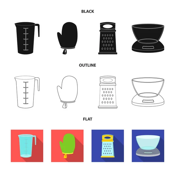 Vectorillustratie van keuken en cook logo. Set van keuken- en apparatenbouw vector pictogram voor voorraad. — Stockvector