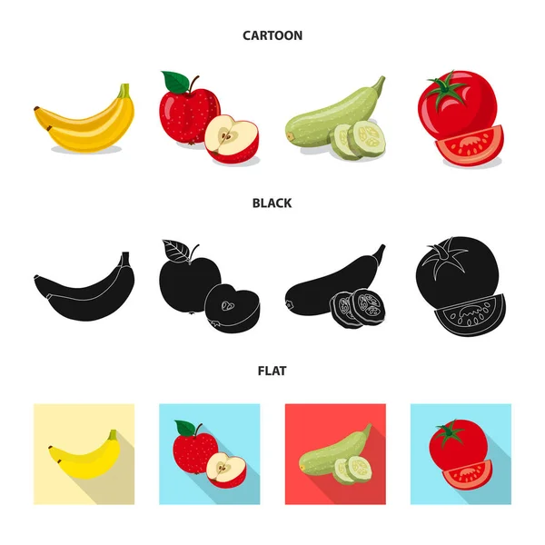 Objet isolé de légume et de fruit logo. Collection de légumes et d'icône vectorielle végétarienne pour stock . — Image vectorielle