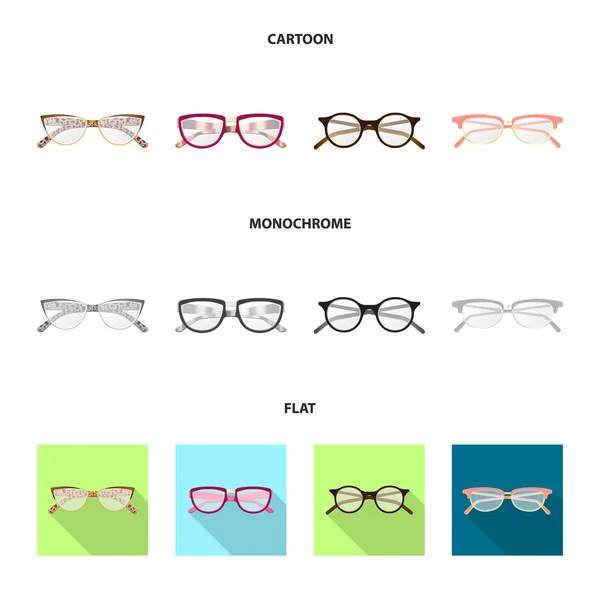 Vectorillustratie van pictogram bril en frame. Collectie van glazen en accessoire vector pictogram voor voorraad. — Stockvector