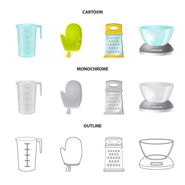 Vector illustratie van keuken en cook teken. Collectie van keuken- en apparatenbouw voorraad vectorillustratie. — Stockvector