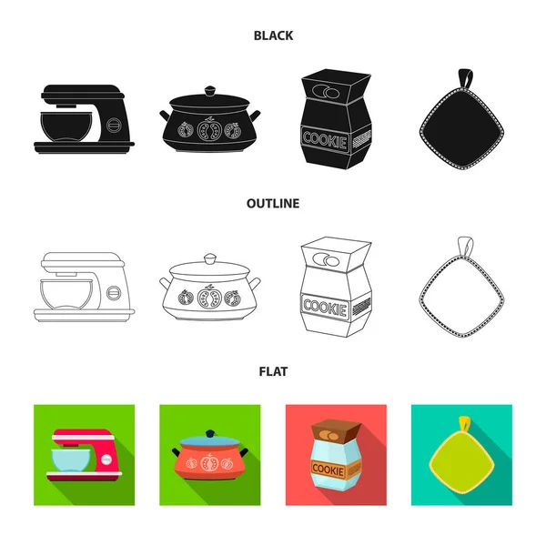 Vector illustration of kitchen and cook icon. Set of kitchen and appliance stock vector illustration. — Stock Vector
