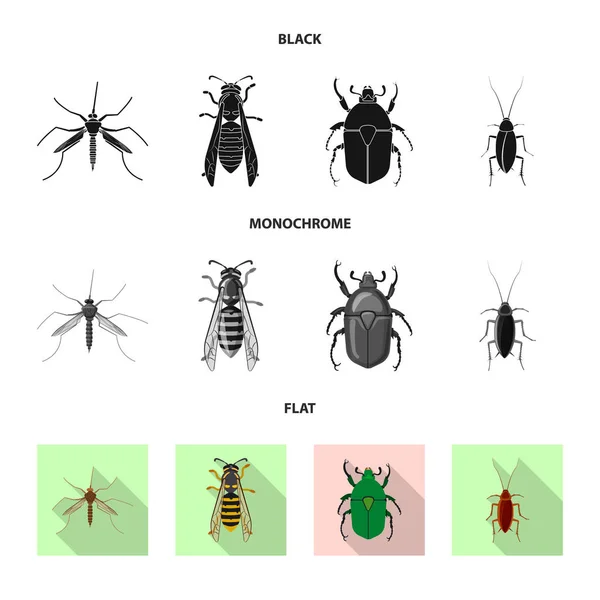 Diseño vectorial del logotipo de insectos y moscas. Conjunto de icono de vector de insectos y elementos para stock . — Vector de stock