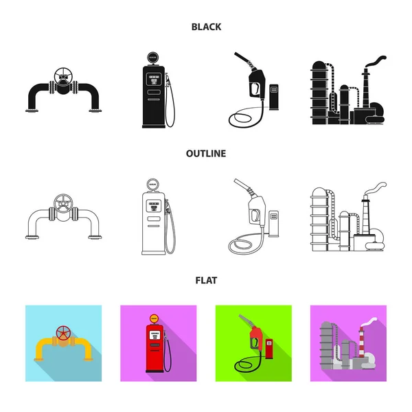 Conception vectorielle du symbole pétrolier et gazier. Jeu de symbole de stock d'huile et d'essence pour toile . — Image vectorielle
