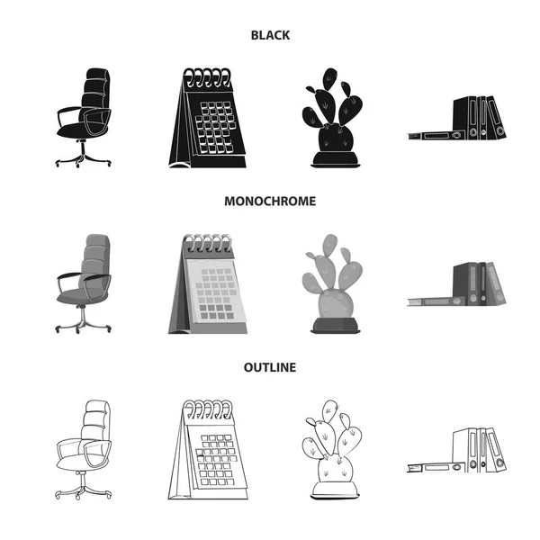 Vektorové ilustrace symbolu nábytku a práce. Sada nábytku a domácí burzovní symbol pro web. — Stockový vektor