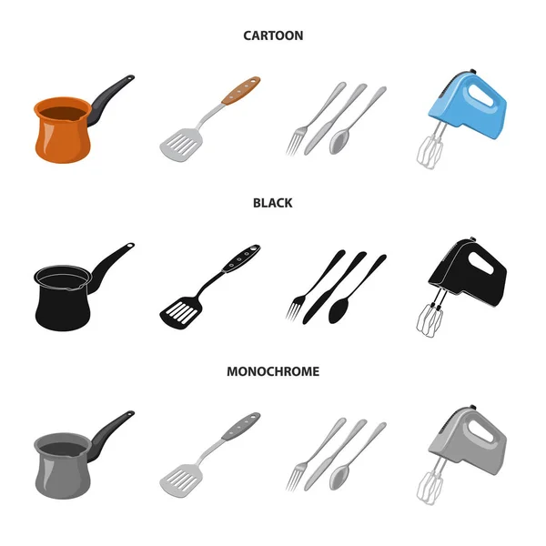 Απομονωμένο αντικείμενο του λογότυπου κουζίνα και να μαγειρέψουν. Σετ κουζίνας και συσκευή εικονογράφηση διάνυσμα απόθεμα. — Διανυσματικό Αρχείο