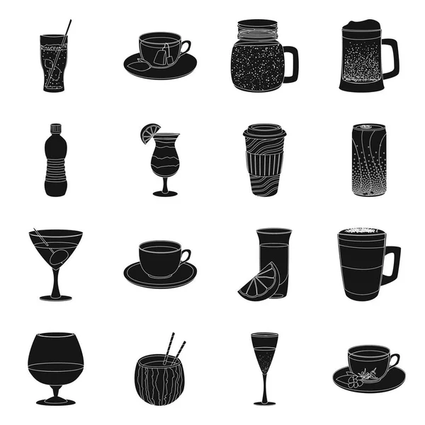 Geïsoleerde object van drank en bar-logo. Collectie van drank en partij voorraad vectorillustratie. — Stockvector