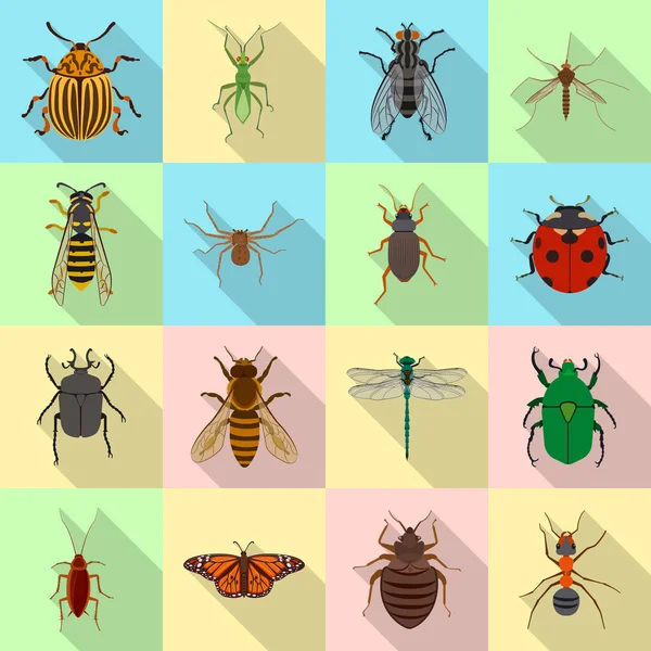 Ilustración vectorial del símbolo de insectos y moscas. Colección de insectos y elemento vector icono para stock . — Vector de stock