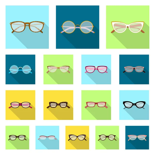 Vector illustration of glasses and frame sign. Collection of glasses and accessory stock symbol for web. — Stock Vector