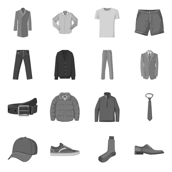 Oggetto isolato di uomo e logo di abbigliamento. Raccolta di illustrazione vettoriale uomo e usura . — Vettoriale Stock