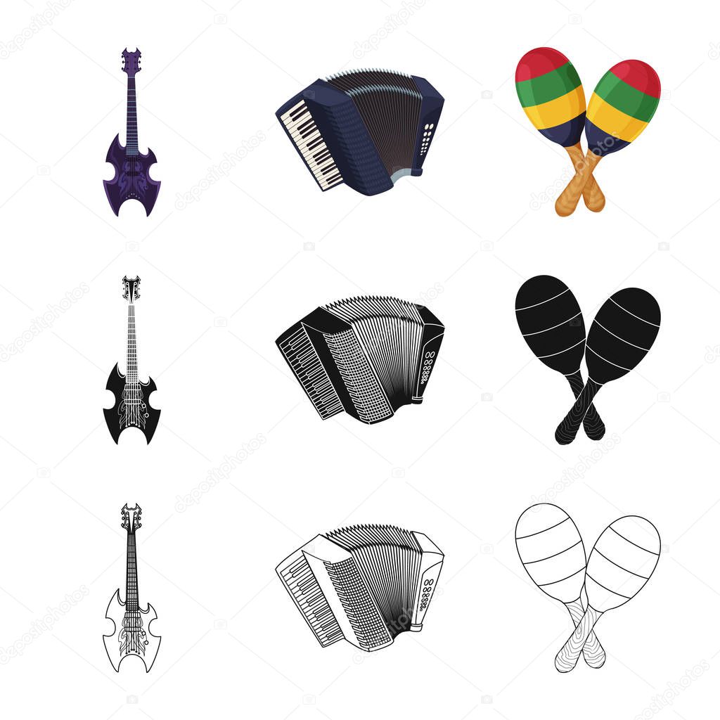 Isolated object of music and tune icon. Set of music and tool vector icon for stock.