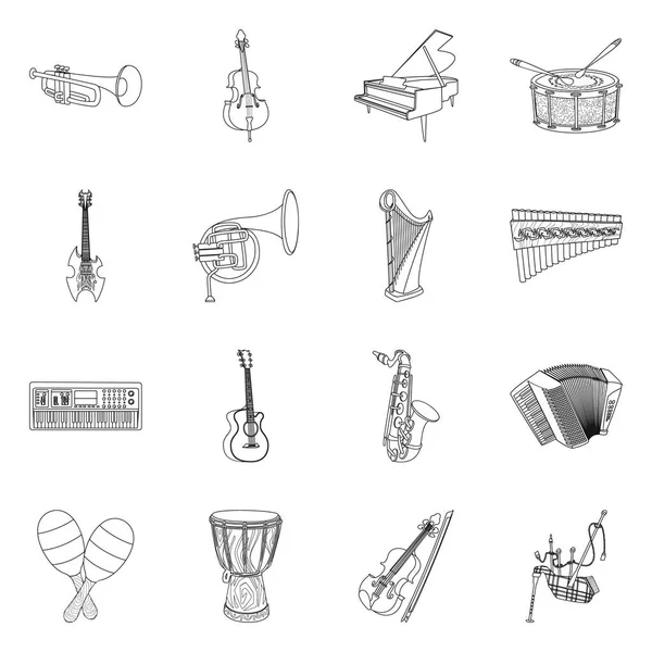 Objeto aislado de música y sintonía. Colección de música e ilustración de vector de stock de herramientas . — Archivo Imágenes Vectoriales