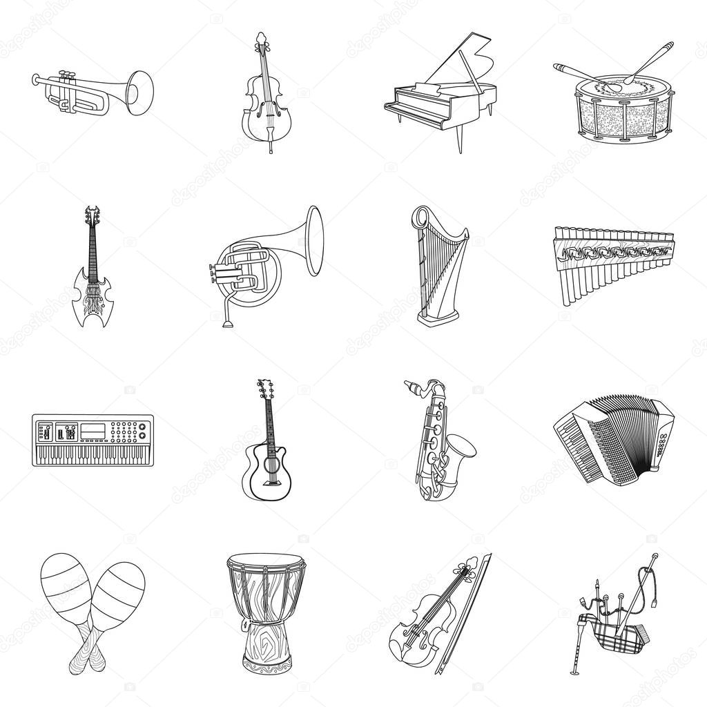 Vector design of music and tune logo. Set of music and tool vector icon for stock.