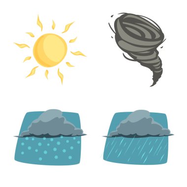 Hava ve İklim simge vektör Illustration. Web için hava ve bulut hisse senedi simgesi kümesi.