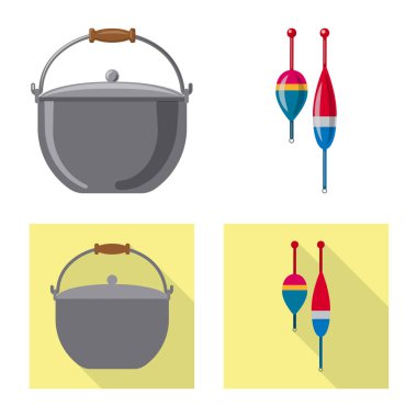 Balık ve balık tutma sembolü izole nesne. Balık ve ekipman hisse senedi simgesi için web topluluğu.