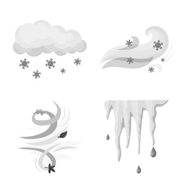 Hava ve iklim işareti yalıtılmış nesne. Hava ve bulut hisse senedi vektör çizim seti.