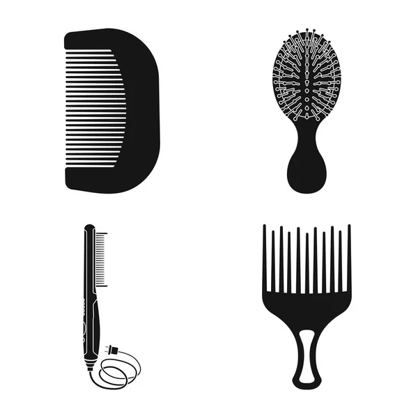 Illustration vectorielle du symbole pinceau et cheveux. Collection de brosses et brosses à cheveux illustration vectorielle . — Image vectorielle