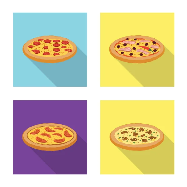 Design vetorial de pizza e ícone de comida. Conjunto de pizza e itália ilustração vetor estoque . — Vetor de Stock
