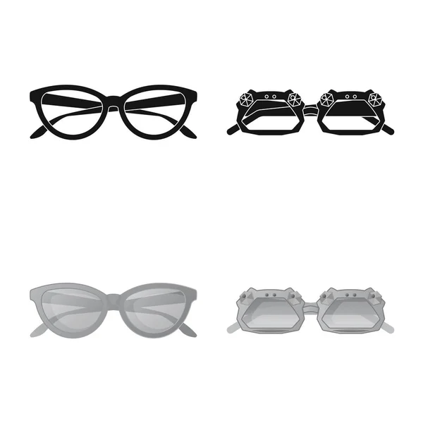 Ізольований об'єкт окулярів та сонцезахисних окулярів. Збірка окулярів та символів аксесуарів для Інтернету . — стоковий вектор