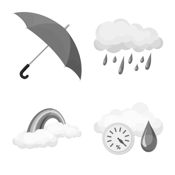 Diseño vectorial del clima y el icono del clima. Colección de símbolos de stock de nubes y tiempo para la web . — Vector de stock