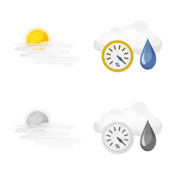 Objeto aislado de clima y signo de clima. Conjunto de símbolos de tiempo y stock de nubes para web . — Vector de stock