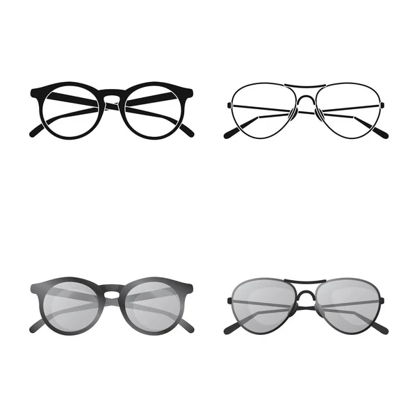 Ilustración vectorial de gafas y símbolo de gafas de sol. Conjunto de gafas y accesorio símbolo de stock para web . — Archivo Imágenes Vectoriales