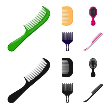 Fırça ve saç simge vektör tasarımı. Fırça ve saç fırçası hisse senedi vektör çizim topluluğu.