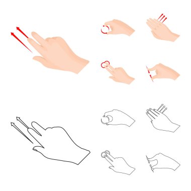 Dokunmatik ve el simge vektör Illustration. Hisse senedi için dokunmatik ekran ve dokunmatik vektör simge topluluğu.