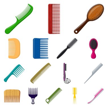 Fırça ve saç simge vektör Illustration. Hisse senedi için fırça ve saç fırçası vektör simge topluluğu.